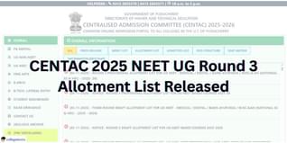 CENTAC Puducherry NEET UG Round 3 Allotment List 2025 Released @centacpuducherry.in; Document Verification by Nov 8